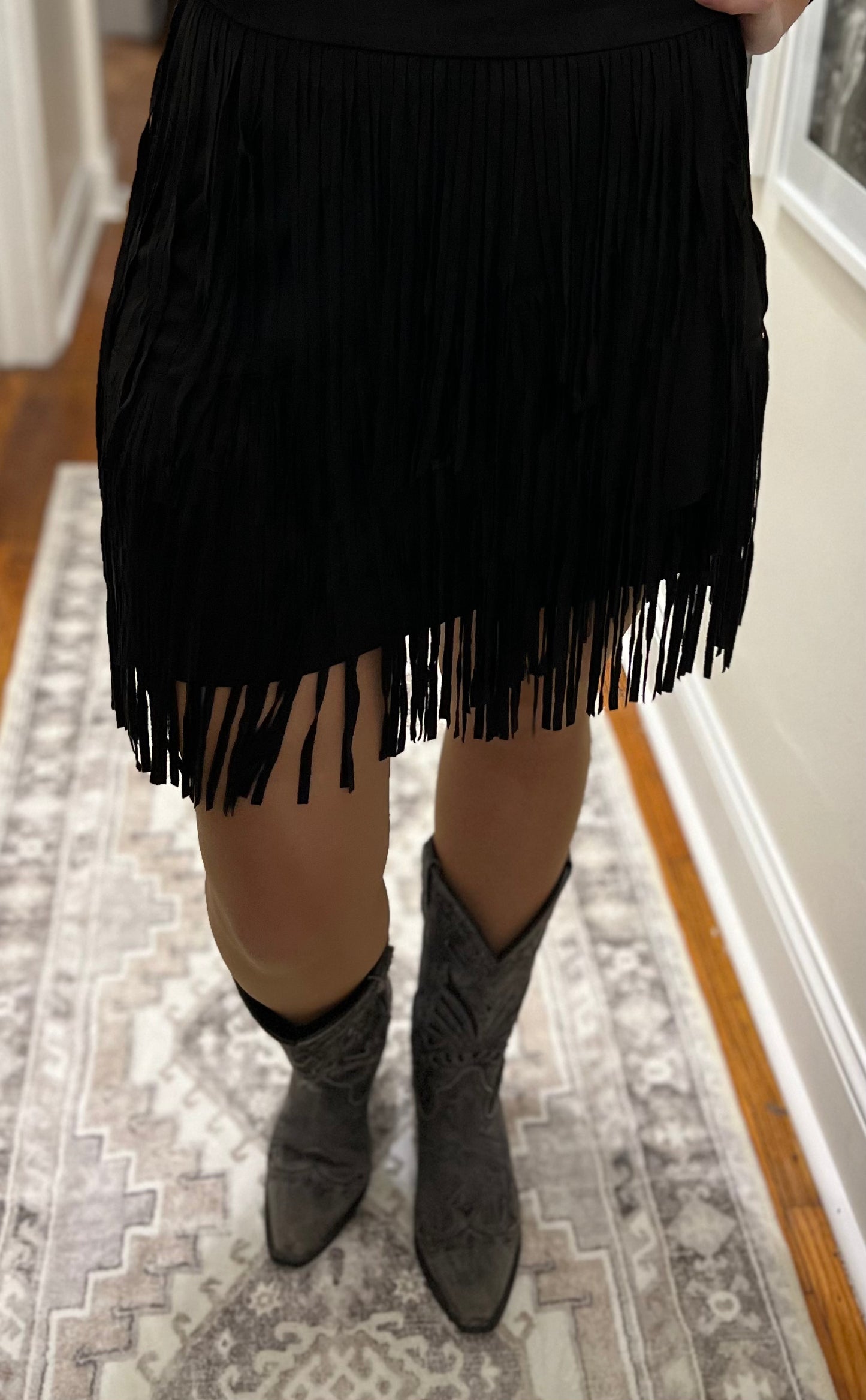 Wyld Fringe Skirt-Black